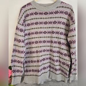 Ralph Lauren Women Sweater Fair Isle‎ Purple Gray Cotton Wool Size M